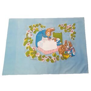Vintage Blue Beatrix Potter Peter Rabbit Bunny Standard Pillowcase 21 x 30